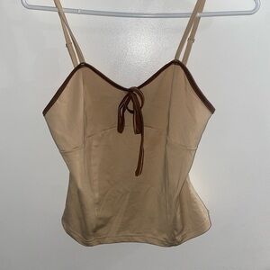 Shien Brown & Beige Corset Patterned Top in Size Small 🤎🤍